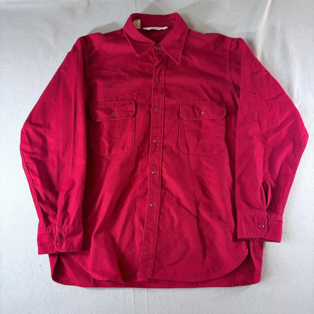 Woolrich Vintage Chamois Shirt Red Heavyweight Flannel XL Mens Button Down